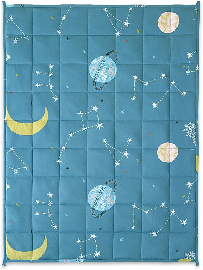 Sivio Weighted Blanket - 100% Cotton Heavy Blanket 5lbs, 36 x 48 inches, Moon and Star Pattern, Breathable Soft Throw Blanket for Calm Sleeping for Home and School Nap