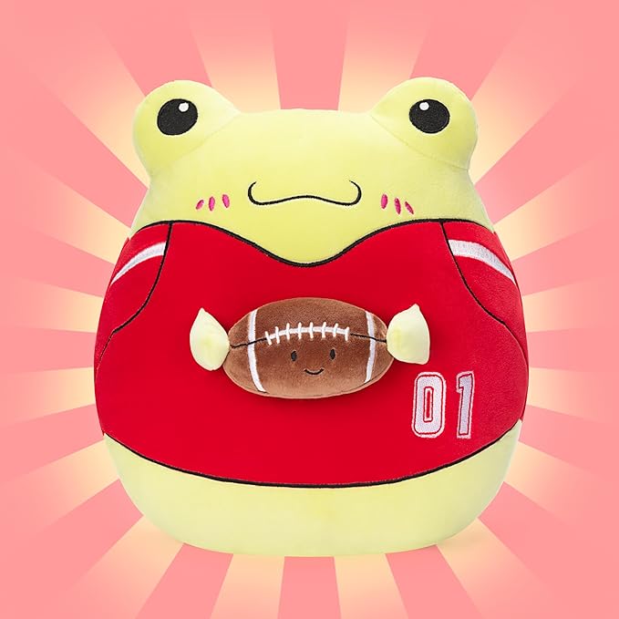 Original 13.5-inch Large Frog Football Plush Pillow Stuffed Animal Toy,Big Size Ball Cuddle Cute Soft Pillows Plushie,Gift for Kids Boys