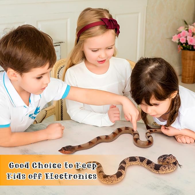 2 Pcs Realistic Rubber Snakes, Plastic Snakes, Prank Snake Toys for Party, Tricking People, Kids Playing, Garden Props Decorations, 14in