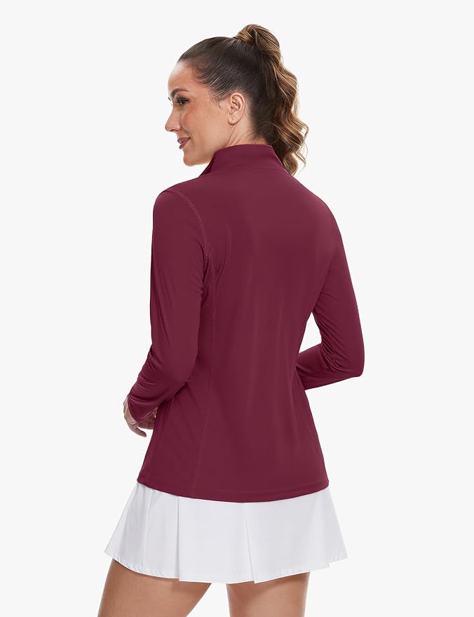 TACVASEN Women's Quarter Zip Pullover Golf Shirts UPF 50+ Long Sleeve Sun Shirts UV Protection Workout Tops