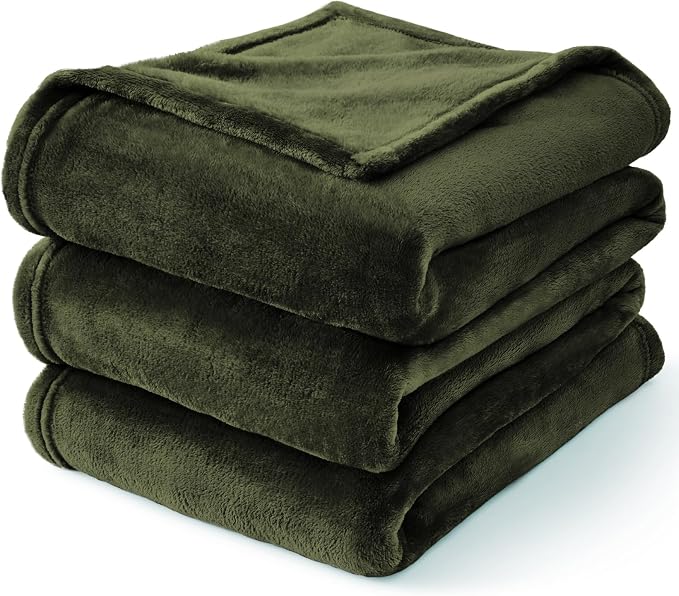 BEDELITE Fleece Blanket Soft Plush Throw for Couch Olive Green 50"x60" | Ultra Soft Fleece, Plush Microfiber, Lightweight Warmth, All Season Comfort, Fade Resistant, Machine Washable, Couch Sofa Bed