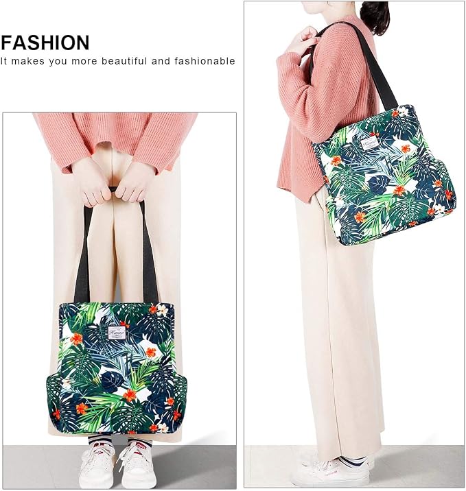 KAMO Floral Tote Bag - Waterproof Lightweight Handbags Travel Shoulder Bag for Hiking Yoga Gym Swimming Travel Beach
