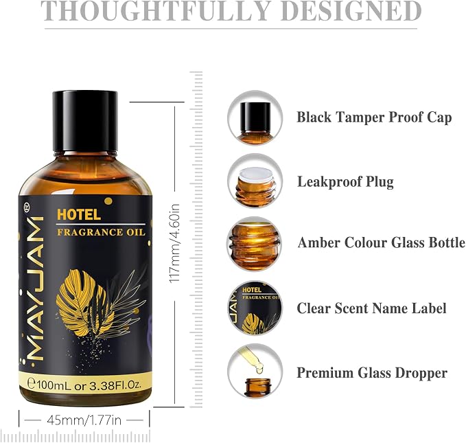 MAYJAM Hotel Fragrance Oil Essential Oils for Diffusers, 3.38FL.OZ | Inspired by Ritz Carlton Hotel, Long Lasting Hotel Diffuser Oil for Soap Candle Making