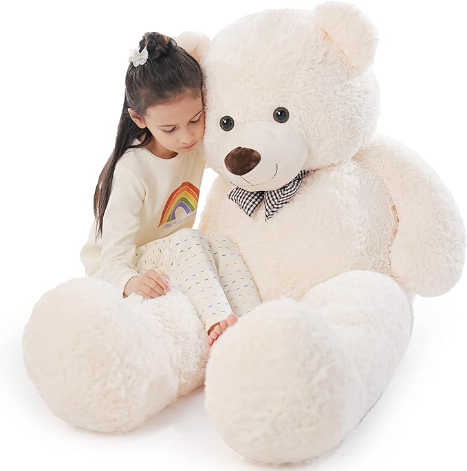 Poutmac 47 inch Giant Teddy Bear Stuffed Animal White Big Plush Teddy Bear Valentine's Gift for Girlfriend Soft Stuffed Bear Animals for Christmas,Birthday,Mother's Day