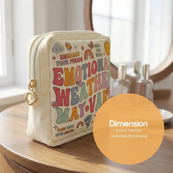 Period Bag – Compact Discreet Tampons & Pad Pouch with Waterproof Lining, Cute & Stylish Period Pouches