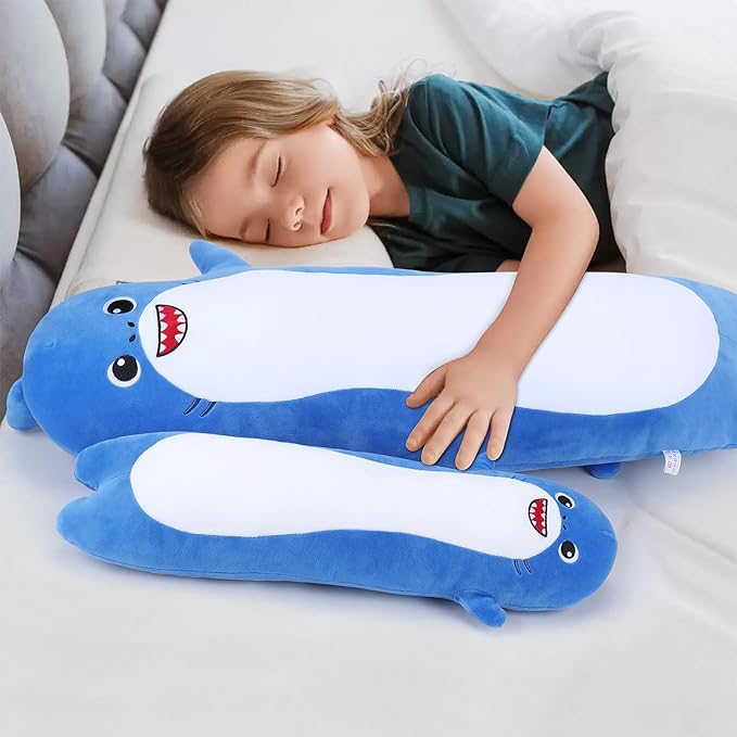 Large Shark Stuffed Animal,20” Long Shark Plush,Cute Plushies Animals Body Pillow,Kawaii Big Plush Toys Animal Gifts,Anime Sleeping Hugging Pillow Cushion for Kids Adults Birthday