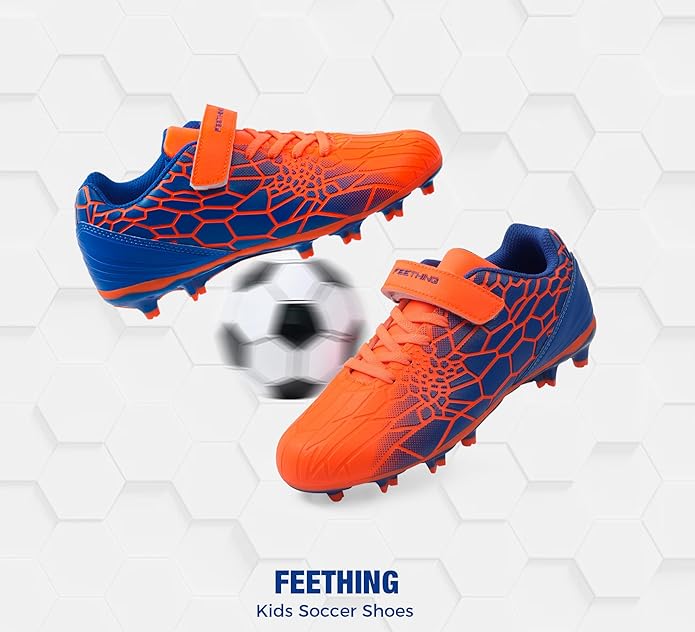 Kids Soccer Cleats for Boys Girls Soccer Shoes Firm Ground Youth Lightweight Athletic Training Football Cleats for Little/Big Kid