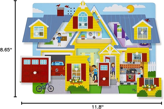 Melissa & Doug Around The House Sound Puzzle - Wooden Peg Puzzle (8 pcs)