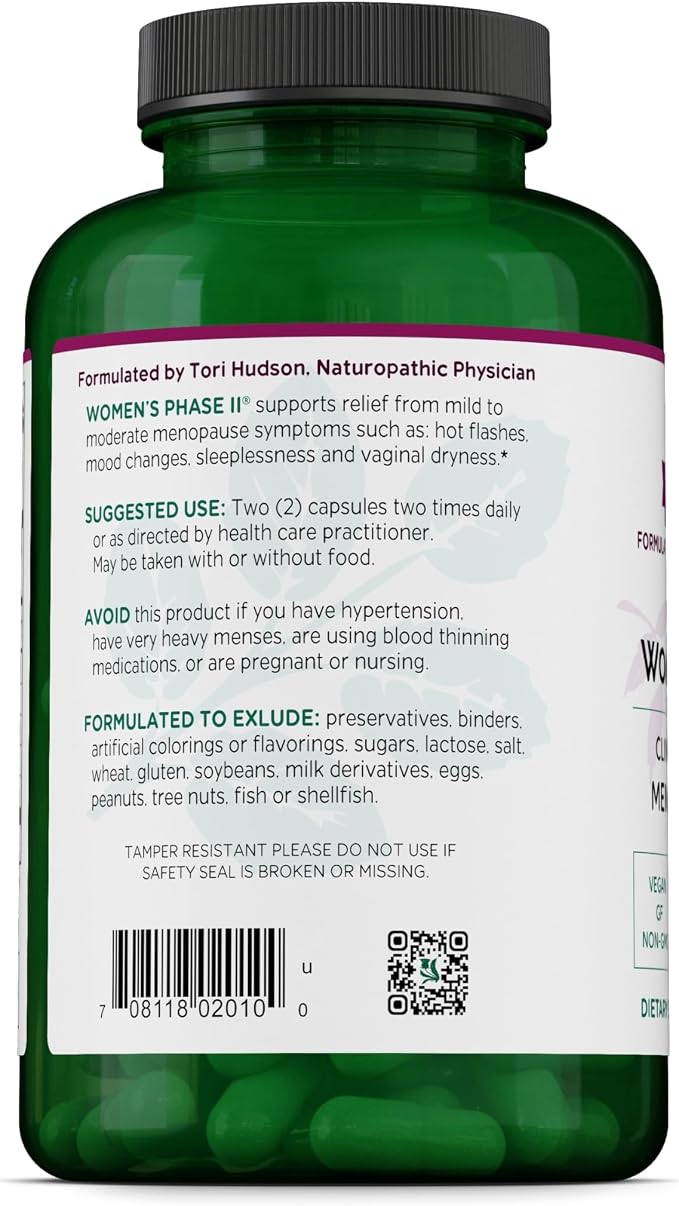 Vitanica Women's Phase II, Menopause Support, Vegan, 180 Capsules
