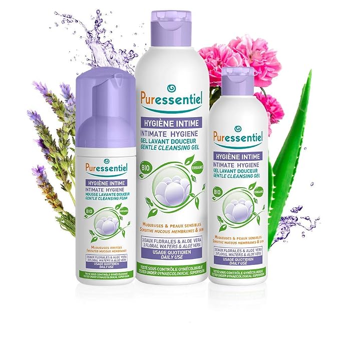 Puressentiel Feminine Wash Ph Balance Vaginial Cleanser Gel for Womens Hygiene 99.6 Natural Origin Organic Vegan EcoCertified Made in France 16.5 fl oz, Rose, 16.9 Ounce
