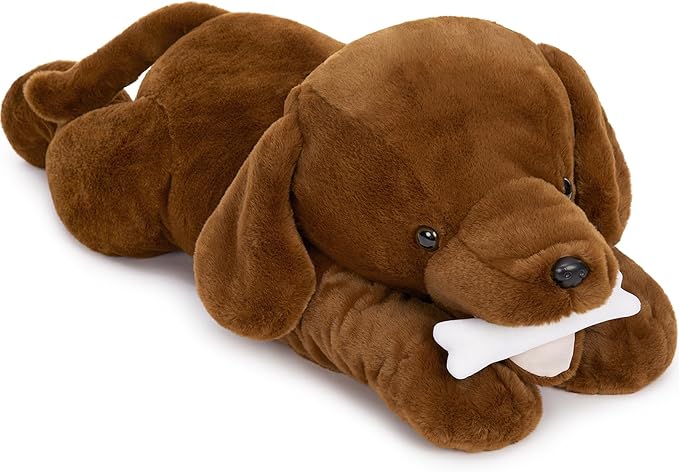 MorisMos Giant Lab Dog Stuffed Animal, 32in Large Chocolate Labrador Puppy Plush Pillow, Fluffy Big Stuffed Dog Plush Gifts for Kids, Girls, Boys