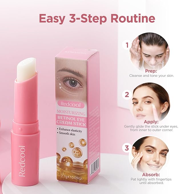 Retinol Eye Balm Stick - Under Eye Cream for Dark Circles & Puffiness with Caffeine, Collagen & Hyaluronic Acid, Eye Cream Anti Aging, Reduces Fine Lines, Wrinkles & Bags, Hydrating Retinol Eye Cream
