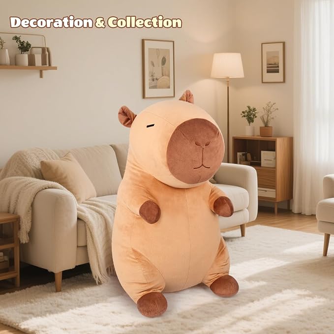 Giant Capybara Plush 30", Jumbo Soft Capybara Stuffed Animal, Giant Plush Toys Hugging Pillow for Stress Relief & Sleep Aid, Huge Cuddly Capibara Plushie Gift for Kids Adults