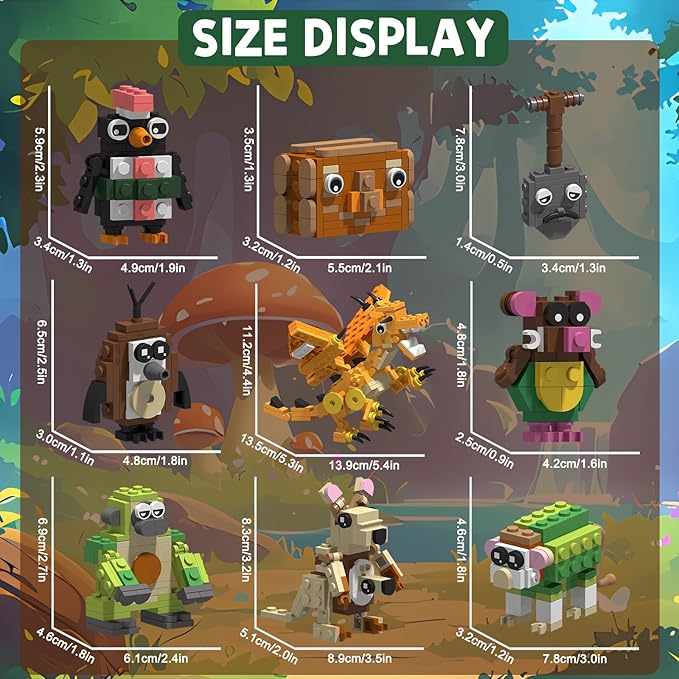 Italian Brain Rot Unique Cartoon Characters Building Blocks 9 in 1 Educational & Entertaining Gift Idea for Kids Teens & Adults