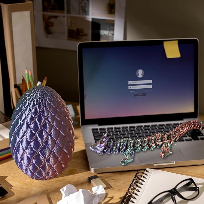 Large Dragon Eggs with Dragon Inside, 3D Printed Surprise Funny Gifts for Kids, Articulated Dragon Fidget Toys for Adults, Executive Desk Toys Office Room Dรฉcor (Gradient Blue-Green-Brown)