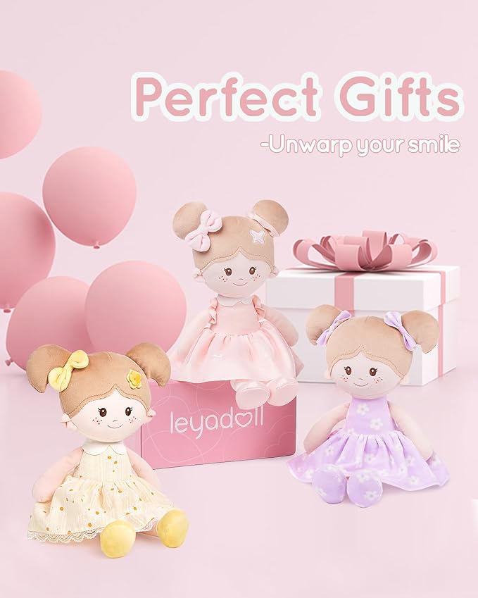 Soft Baby Doll Toys (16''), My First Baby Rag Doll for 1 Year-Old Girl Birthday Gift, Christmas Plush Toys Gift for Toddler Kids Infants-Daisy Yellow