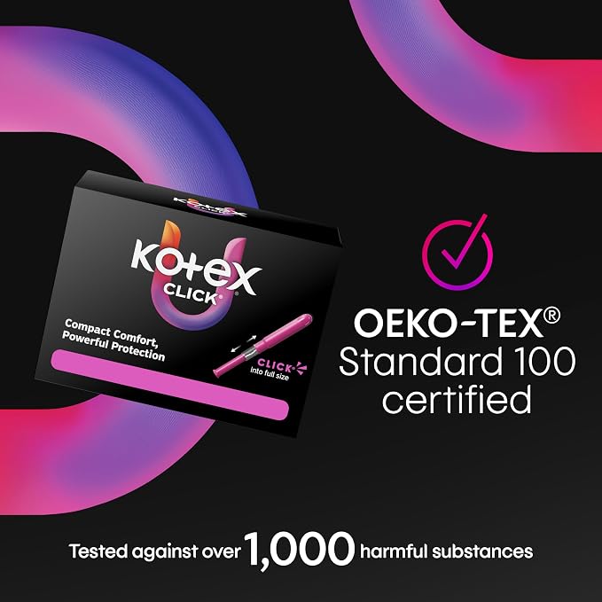 U by Kotex Click Compact Tampons, Regular Absorbency, Unscented, 192 Count (6 Packs of 32) (Packaging May Vary)