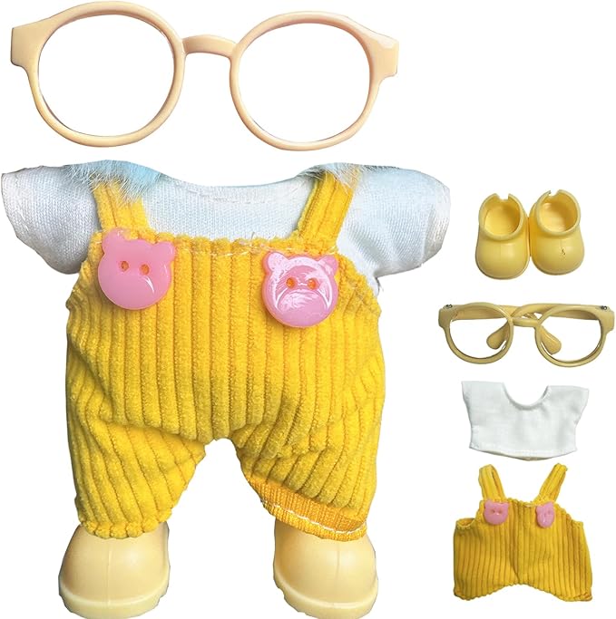 Premium Knit Doll Clothing Set(NO Doll) - Soft Stretch Fit for 15cm/17cm Collectible Figures Multi-Style Outfits Stylish Miniature Clothes & Accessories Costume (10#Yellow&Accessories)