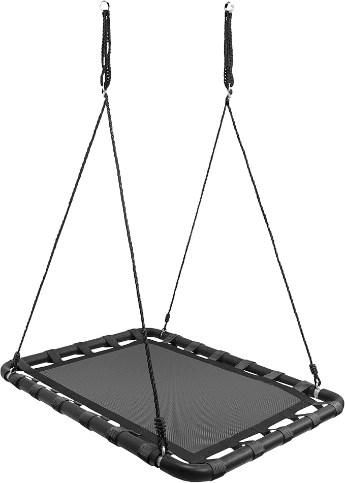 Sorbus Outdoor Platform Swing for Kids - Rectangular Mat Chair for Tree, Swing Set, Playground - Accessories Included (40 x 30, Rectangle Black)