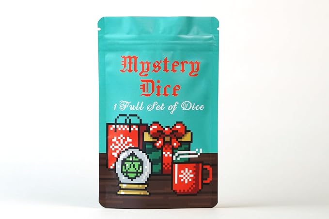 1985 Games Holiday Mystery Dice Bag - Wide Range of Patterns for Gaming, Role Playing, Table Games (Pack of 6)