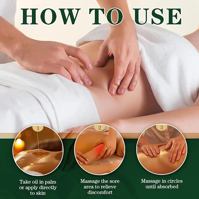 Pjordo Sore Muscle Massage Oil for Massage Therapy, 8 FL OZ Natural Body Massage Oil with Lavender Oil, Arnica & Chamomile Extract, Soothes Muscle and Joint for Professional & Home Use
