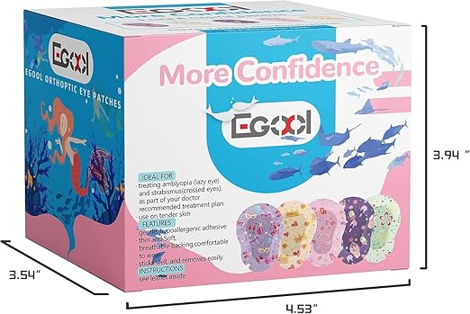 Adhesive Eye Patches for Kids – Cute Girls Design, 45 + 5 Bonus per Box, Regular Size, Breathable Material, Colorful and Fun Pattern, Hypoallergenic & Sensitive for Lazy Eye