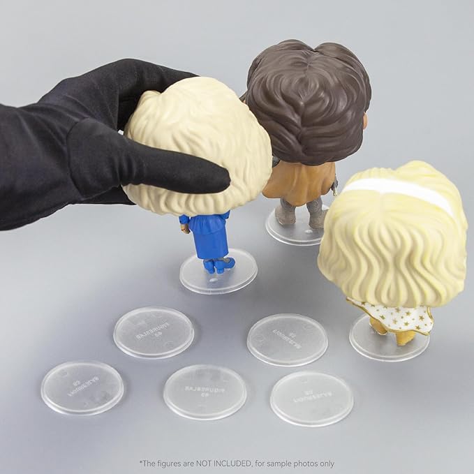 56PCS Figure Stand Base with 120PCS Adhesive for Fuko Pop, 1.57 Inch Clear Round Plastic Bases No Peg, Doll Model Storage Organizer Display Holder Accessories for Action Figures