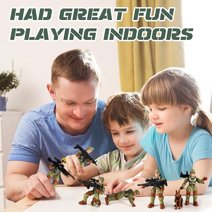 HAPTIME Toys for Boys, Army Men Action Figures, Boy Toys, Toy Soldiers with Weapons, Birthday Gift for Military Collectors (6Pcs Green)