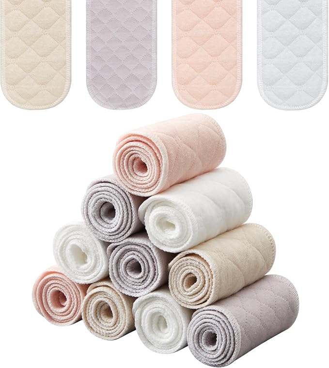 Toulite 10 Pcs Reusable Bra Liners for Sweat, 3 Layer Bra Sweat Pads, Soft Cotton Outer Layer with Polyester Fiber Core