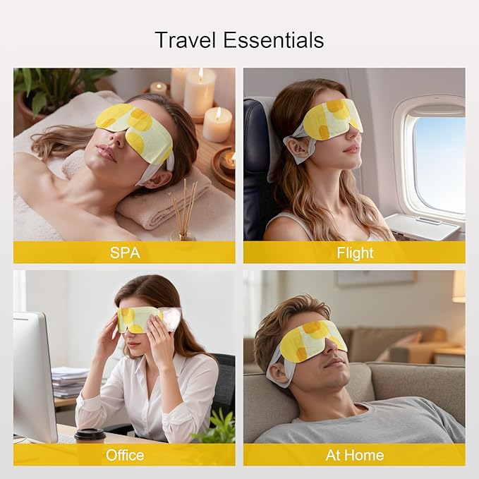 5 Packs Steam Eye Masks For Dry Eyes, Eye Heating Pad Warm Compress For Eyes Stress Relief, Disposable Heated Eye Mask Travel Essentials, Spa Relaxing Self Care Gifts For Women (Large, Chamomile)