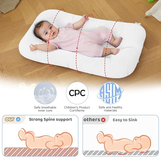 Baby Lounger for Newborn, Bionic Design Baby Lounger, Soft Organic Cotton Breathable Lounger for Infants 0-18 Months (Yellow)