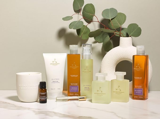 Aromatherapy Associates Essential Oil Blends – Luxury Body and Shower Oils for Dry Skin and Daily Aromatherapy, 10-Pack (0.30 fl oz Each) in Decorative Gift Box