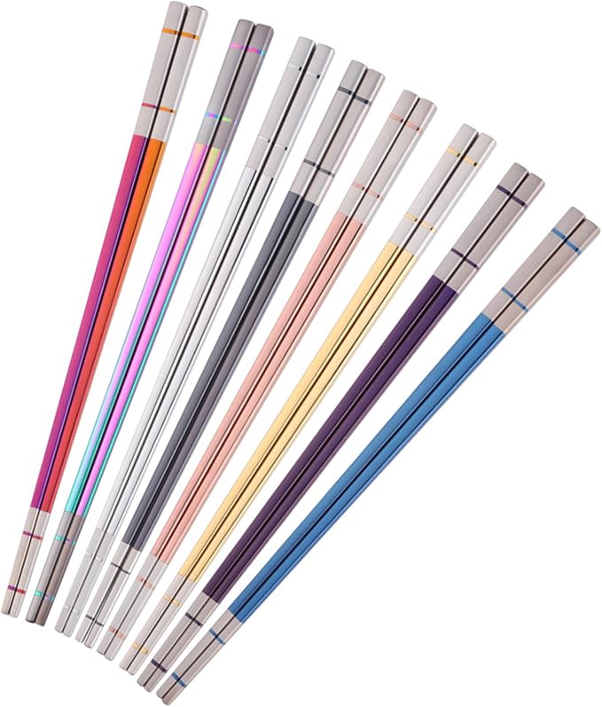 Reusable Stainless Steel Chopsticks,Dishwasher Safe , Easy to Use(6 PCS,Silver)