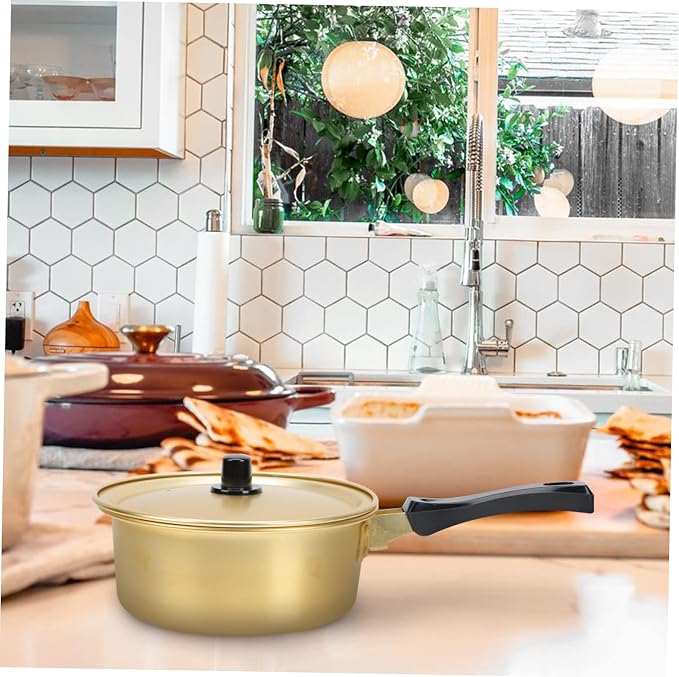 Luxshiny 1Pc Golden Korean Ramen Pot Stockpot for Cooking Noodles Soup and Food Versatile Kitchen Tool for Instant Noodles and Korean Cuisine