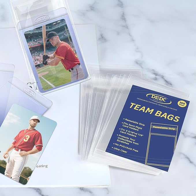 DEDC 1500Pcs Team Bags for Semi Rigid Card Holder, Resealable Card Bags for Trading Cards Fits Semi Rigid Sleeves