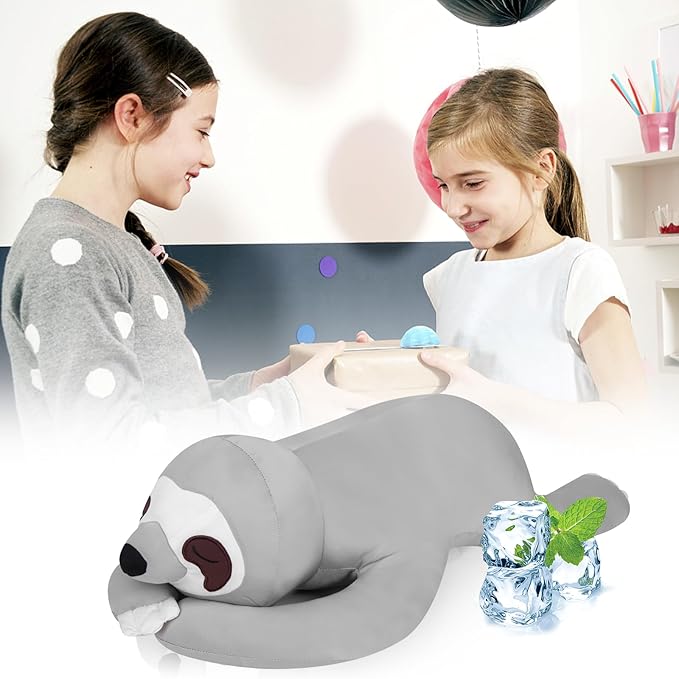 My OLi 18'' Sloth Cooling Stuffed Animal Pillow Coolable Stuffed Sloth Pillow Soft Chill Plush Hugging Pillow Plush Toys Gift for Kids Adults