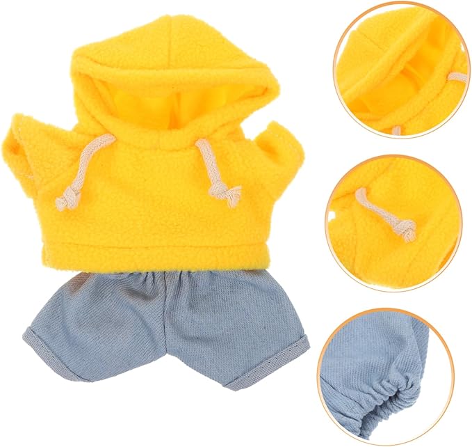 NUOBESTY Plush Doll Clothing Set for Stuffed Animals Soft Hoodie and Jeans Outfit for Dress Comfortable and Cute Plush Bear Clothes