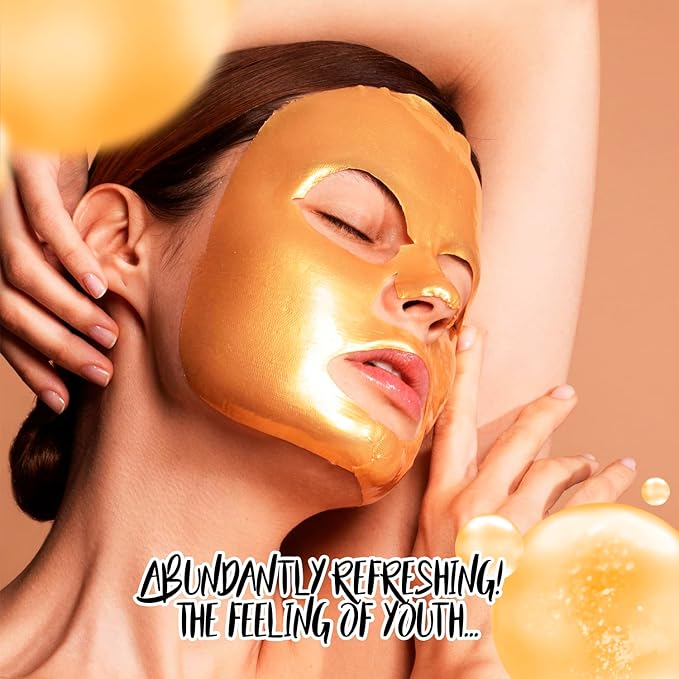 Collagen Face Sheet Mask - Collagen Anti-Aging Korean Face Sheet Mask for All Skin Types - 15 Sheets of Luxury with Collagen & 24K Gold - Gift for Mom, Girlfriend, or Wife (24K-Pink)