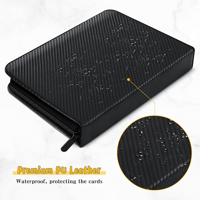 Jumbo Card Binder for PKM– WITHYU PU Leather Ringless Card Collection Binder with 60 Pockets, 5.7'' x 7.9''Card Holders Storage Album for Game Card (Carbon Black)