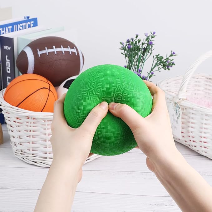 3 otters 4PCS Sports Balls for Kids, Playground Balls for Toddlers with Pump Includes Football Soccer Basketballs Kickballs, Throwing Toys for Kids