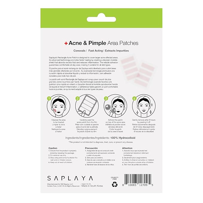 Saplaya K-Beauty Hydrocolloid Ance Area Care Hydrocolloid Patches For Acne Pimple Care 100% Hydrocolloid Acne Spot Healing Patch