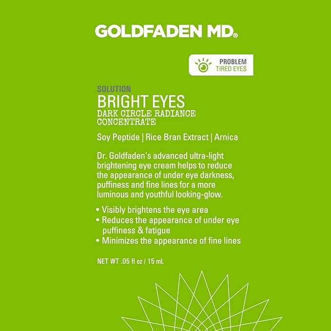 Bright Eyes Dark Circle Concentrate Brightening Eye Cream w/ Soy Peptide, Rice Bran Extract & Arnica | May Reduce Under Eye Darkness, Puffiness & Fine Lines More Youthful Glow TRIAL 0.14 Fl Oz