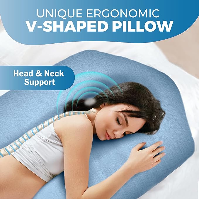 PILLANI Pregnancy Pillows for Sleeping - V C U Shaped Full Body Pillow with Removable Cover, 57inch Cooling Maternity Pillow for Pregnant Women, Support for Back Belly Legs Hip - Pregnancy Must Haves