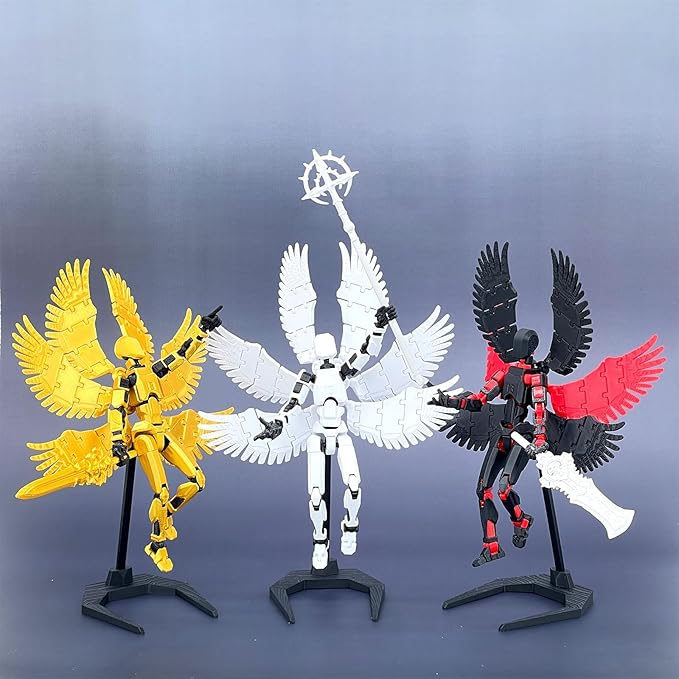 (Assembly Completed) 3D Printed T13 Titan 13 Action Figure 5.54-inch Dummy Lucky 13 Action Figure with 9 Types of Weapons and 5 Types of Hands, (Black Red)