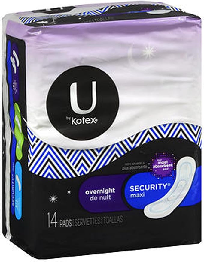 U by Kotex Security Maxi Pads, Overnight 14 ea (Pack of 4)