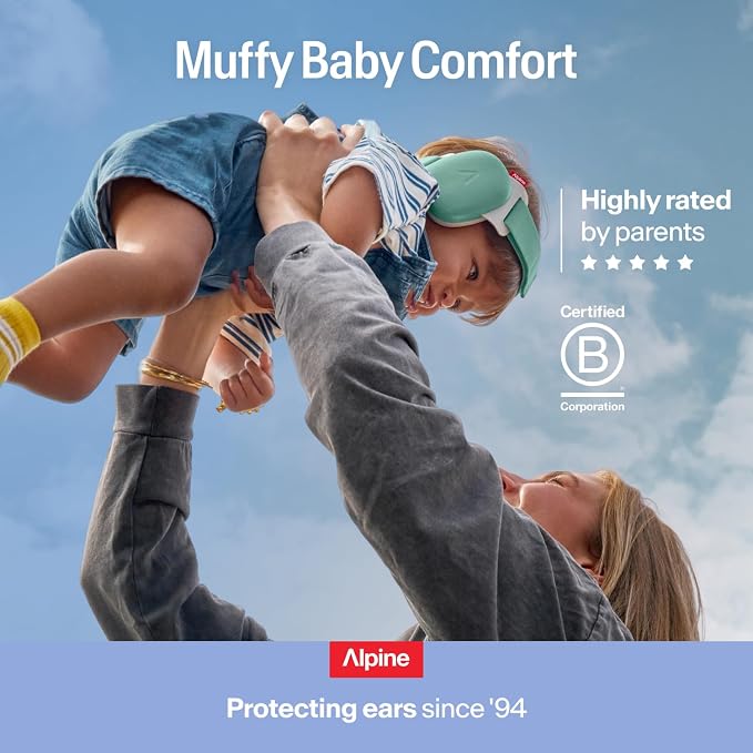 Alpine Muffy Baby Comfort - Protects Hearing for Babies and Toddlers - CE & ANSI Certified - Headband for Safe fit & Comfort - Adjustable for Ages 3-48 Months - 24dB Sound Reduction, Denim