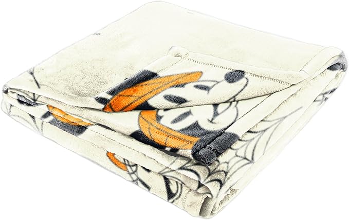 Jay Franco Kids Halloween Plush Throw Blanket – 50x70 Inch Ultra Soft & Comfy Fleece Throw for Couch, Sofa, Bed – Cozy Home Décor for Living Room & Bedroom, Beige - Mickey & Minnie Mouse