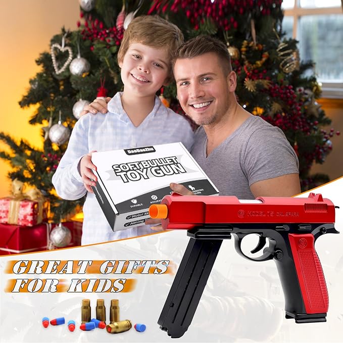 Toy Pistol Guns Toys for 8 9 10 11 12 13+ Year Old Boys Kids, Sports & Outdoor Play Toys Gun with Soft Bullet & Shell Ejecting, Red Fidget Toy Guns for Boys 8-12, Kids Gifts for Birthday