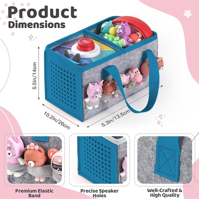 PISOSN Carrying Case for Toniebox Starter Set and Tonies Figurines, Travel Felt Cloth Musical Toy Folding Bag for Toniebox 2 & Accessories (Blue)