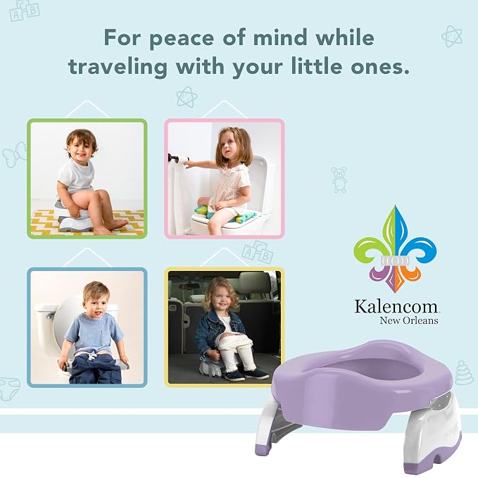 Kalencom Potette Plus 2-in-1 Travel Potty and Trainer Seat - Dual-Purpose Potty Training Toilet Seat - Portable Potty for Toddler Travel - With Durable, Lock-In Legs and Splash Guard - Plum